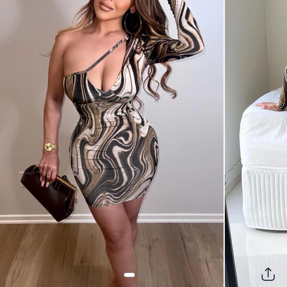 One-Shoulder Swirl Pattern Dress